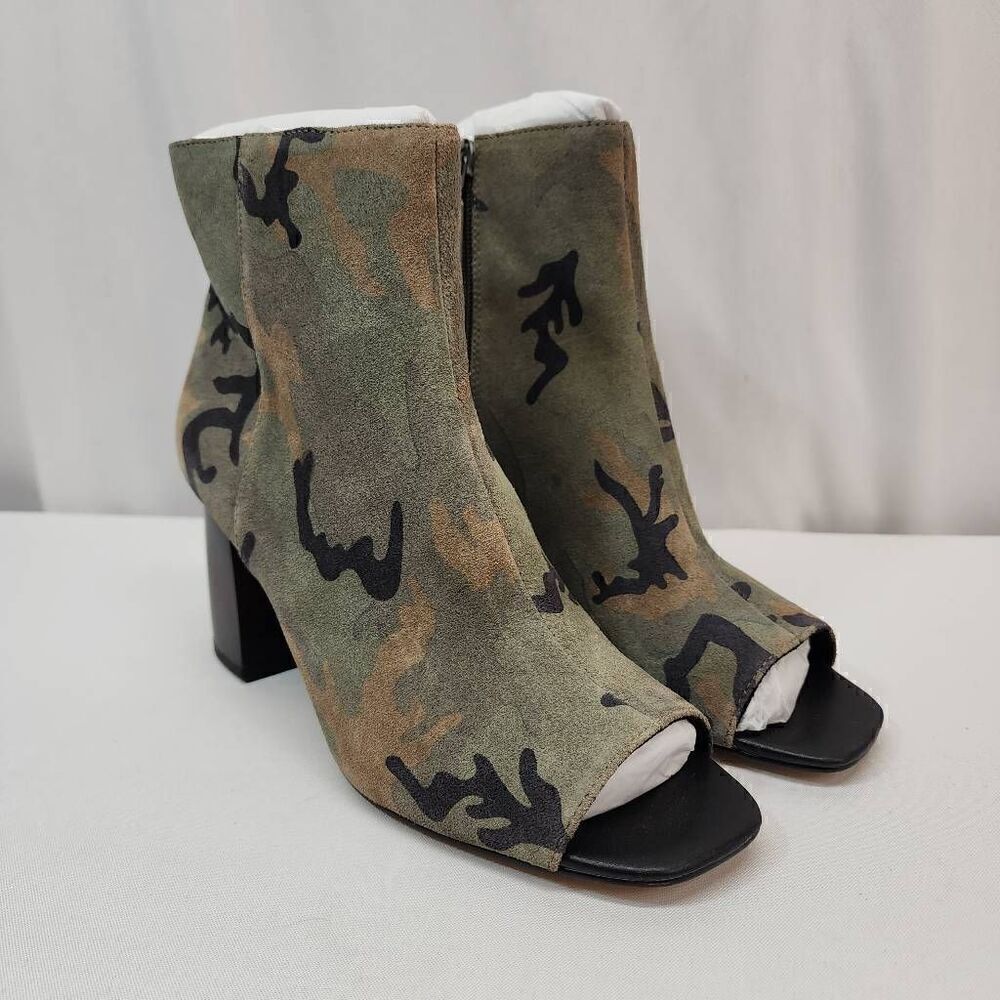 Sanctuary Size 8.5 Rock Camo Open Toe Ankle Bootie New Block Heel